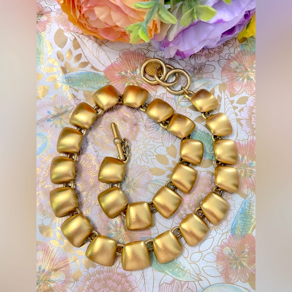 Vintage Ann Klein Gold Multi Squares Necklace